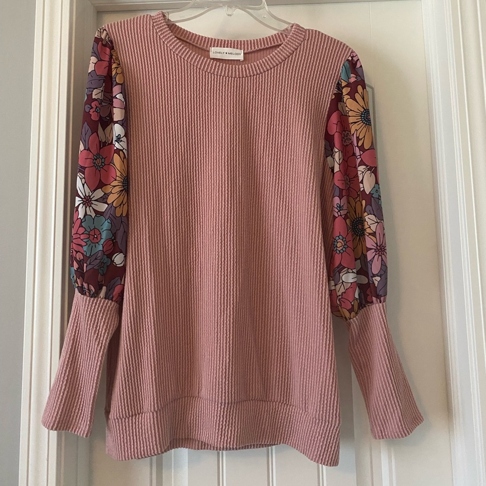 Pink Floral Sleeve Top